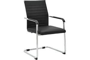 CLP Sedia da ufficio ergonomica Hakon, cantilever con braccioli, telaio in metallo cromato, sedia visitatore nera, sedia conferenza, Colore:nero