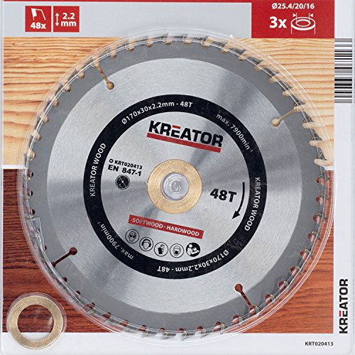 HSS Kreissägeblatt Ø 170 x 30 x 2,2 mm 48 Zähne für Holz + 3 Reduzierringe - 3