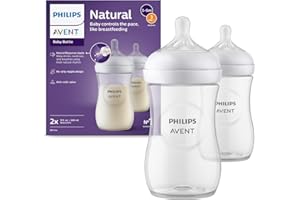 Philips Avent Natural Response Baby Bottle - 2 x 260ml Baby Milk Bottle for Newborns and Up, BPA Free, 1+ Months (Model SCY903/02)
