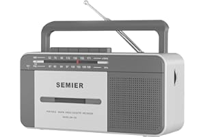 SEMIER Retro Boombox Cassette Player AM/FM Radio Stereo, AC Powered or Battery Operated Portable Vintage Tape Player Recorder Cassette with Big Speaker and Earphone Jack