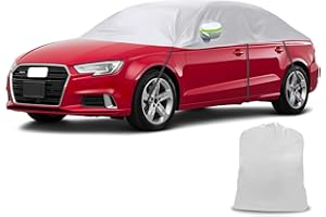 JINSENTGG Half Car Cover Replacement for Audi A3/S3 Cabriolet 2008-2012, Protector Car Cover Waterproof, Half Garage with Straps UV Resistant for All Weather, UV Resistant Rain Sun Dust Protection, Silver