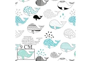 Pingianer – Tissu au mètre – Motif poissons – Pour enfant – 100 % coton – Loisirs créatifs, couture, Baleine bleue., 150x160cm (11,99€/m)