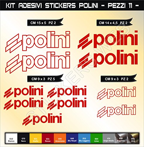 Pimastickerslab Pegatinas Adhesivos POLINI para Motos, Motocicletas. Cod.0572 (Rosso cod. 031)