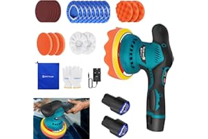 QIMU 800W Cordless Car Buffer Polisher, Car Polisher Kit, 8 Variable Speed Car Polishing Kit with 12V 2.0Ah Batteries Cordless Brushless Polisher for Car Care/Car Detailing/Furniture Polishing/Waxing