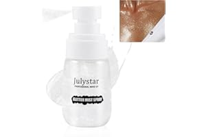 Jutqut Glitter Spray for Hair and Body, Glitter Spray Clothing, Gold Glitter Spray Makeup for Face Hair and Body in Carnival, Cosmetic Shimmer Highlighter for Face（Silber）