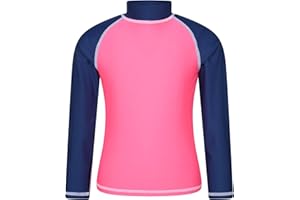Mountain Warehouse Kids Rash Vest - UV Protection Rash Guard, Long Sleeves Childrens Rash Shirt, Flat Seams, Quick Drying, Stretch Fabric - Ideal for Swimming,