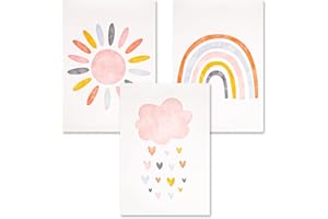 GUUFOO Set di Stampe da Parete,3 Pezzi poster di alta qualità in stile bohémien, poster artistici per cameretta dei bambini, formato(Senza Cornice, 31x22cm)