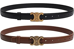 XNIVUIS 2pcs ceintures en cuir fines pour femmes, ceinture élastique pour robes, ceintures pour femmes, pantalons décontractés, ceinture de taille pour jeans, pantalons, robes