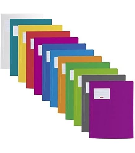 Lot De 6 Chemises A4 En Plastique - Couleurs Assorties, étiquette Nominative, Couverture Transparente, Réutilisable