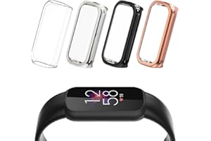 Hianjoo 4-PCS Screen Protectors Compatible with Fitbit Luxe Activity Tracker, Slim TPU Protective Case Cover Replacement for Fitbit Luxe Activity Tracker - Transparent, Black, Silver, Rose Gold