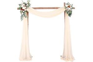 PCSCEVCR Wedding Arch Drapes, 18ft Chiffon Wedding Banquet Draping Fabric Backdrop Curtain Drapery for Wedding Archway Ceremony Party Decor (Champagne)