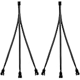 ThreeBulls 2 Pack 4-Pin PWM Fan Splitter Cable, Sleeved Braided Adapter Computer PC Fan Power Extension Cable 1 to 3 Converte