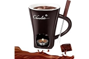Chokladsmältande Mugg, Choklad Smältande Fondu Muggar Uppsättning med Gafflar Keramiska Koppar Smör Varmare för Datum Natt Fö