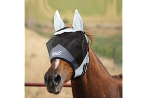 Horses, Maschera Antimosche Fly Shield, Maglie Fini con Orecchie in Tessuto Forato per Protezione da Mosche e Moscerini, Concepita per la Protezione Ottimale del Cavallo