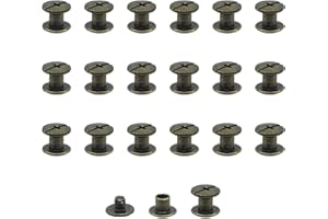 JJWNMLL Juego de 20 tornillos Chicago de M5x5mm, kit de tornillos de encuadernación Chicago, remache de uñas metal, botón Chicago, para cinturón de cuero,libro de recortes,encuadernación - Bronce