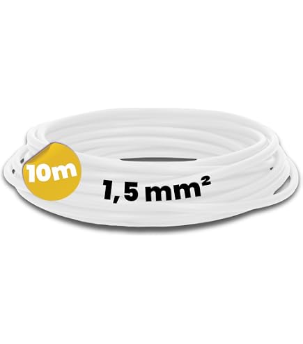 Câble Souple, Rond, En Plastique Blanc - H05Vv-F - 3 X 1,5 Mm². Au
