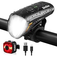 Deilin Fahrradlicht Set, bis zu 70 Lux LED Fahrradbeleuchtung USB Aufladbar Fahrradlampe, IPX5 Wasserdicht Fahrradlichter Vor
