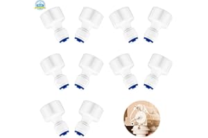 LIANGDIAN Connettore del Filtro Dell'Acqua da 10 Pezzi 1/4" OD a 1/2" Raccordi per Connettori Rapidi, Tubo di Osmosi Inversa Depuratore d'Acqua a Connessione Rapida per Cucine e Giardini