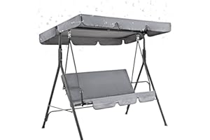 RURUNKLEE Porch Swing Canopy with Seat Cushion Covers Set, Replacement Waterproof Swing Top Covers with Swing Seat Covers