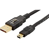Amazon Basics USB-A auf Mini USB 2.0-Kabel, 480 Mbit/s Übertragungsgeschwindigkeit, mit vergoldeten Steckern, 0.9 m, Schwarz