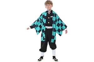CHURGOLD Kamado Tanjirou Cosplay Costume Anime Demon Slayer Kimono Outfit Halloween Cosplay Outfits For Kids and Adults