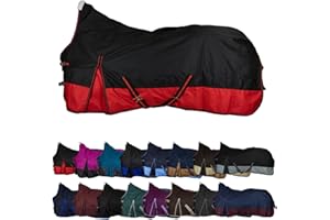 RL24 - Weidedecke High Neck Basicline 600D – Regendecke & Übergangsdecke – wasserdichte Outdoordecke mit Kreuzbegurtung – Pferdedecke in Schwarz/Rot – Größe 135cm (Nylonfutter)