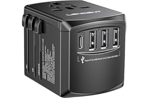 LENCENT Adaptateur de Voyage Prise Universelle USA UK AUS Canada Italie, Adaptateur International, 3 USB et 1 Type-C Adaptateur Universel et pour Voyager Plus de 200 Pays