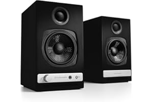 Audioengine A2 HD 60W Enceintes de Bureau alimentées Sans Fil | DAC 24 bits USB et amplificateur analogique intégrés | aptX HD Bluetooth, entrées USB, RCA et 3, 5 mm | Cbles Inclus (Noir)