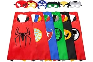 LATERN 6Pcs Superheld Cape und Maske, Cartoon Superheld Kostüme Verkleiden sich Spielzeug für Kinder Jungen Mädchen Geburtstag Party Favors