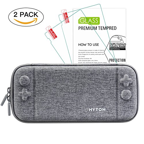 Preisvergleich Produktbild Nintendo Switch Tasche, Switch schlank Tragetasche, Tragbare Tasche / Aufbewahrungstasche / Hartschale,Cover, Schutzhülle / case / Tasche / Hülle, mit der Nintendo Switch Konsole & Zubehör , Prämie Gehärtetes Schutzfolie / Panzerglas, 2 Stück ,10 Spiele, Grau