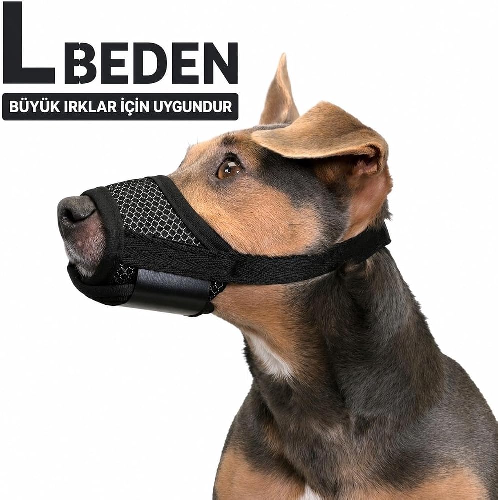 Valkyrie L Beden Köpek Ağızlığı Fileli Nefes Alabilen Ayarlanabilir Cırtlı Güvenli Köpek Ağızlığı