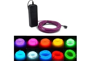 Kmruazre El Wire 3m/9ft Flexible Neon Light with Battery Pack for Indoor Outdoor Party Halloween Decoration(Purple)