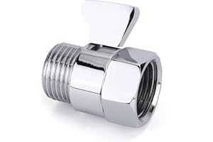 PRASACCO Shower Shut Off Valve Shower Head Flow Restrictor Shower Flow Control Valve Brass Shut Off Valve for Handheld Shower, Chrome