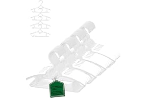 MangoKit 20 Pack di grucce in plastica per bambini,estensibili,28-36,8 cm grucce regolabili per bambini con ganci impilabili,grucce antiscivolo e salva-spazio per bambini Toddler Kids Teen (Bianco)