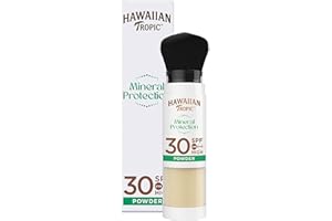 Hawaiian Tropic Mineral Brush SPF30 - Poudre de protection solaire SPF30 pour le visage avec filtres minéraux et pinceau applicateur pratique