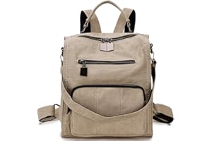 RAVUO Mochila Pequeña Mujer,Impermeable Bolso Mochila de Cuero Pu Mini Mochila Casual Bolso de Mano para Viaje Escolar,Blanco