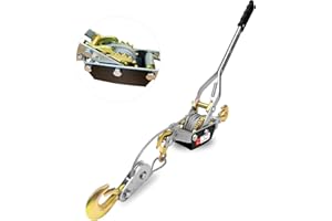 YATOINTO Come Along Winch Heavy Duty, 5T Come Along Pulling Tool 2 Gears 3 Hooks, Cable Winch Puller, Come Along Power Puller Ratchet Tool for Construction, Automotive, Farm, Fences (6MM 3M)