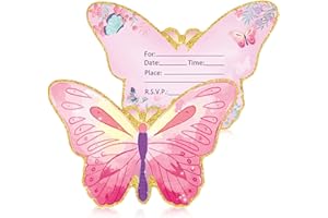 HABNI 20 biglietti d'invito per il compleanno dei bambini, 15 x 10 cm, motivo: farfalle, inviti di compleanno per ragazze e ragazzi, inviti di compleanno per bambini, feste di compleanno per bambini
