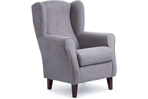 GASTEN A GUSTO SILLONEA - Sillón Orejero pequeño, con Tela Antimanchas, de reducido tamaño para salón o dormitorio (Tamaño:100*74*77cm) Tapizado en GRIS. Butaca ideal para ver la tv, leer o lactancia.