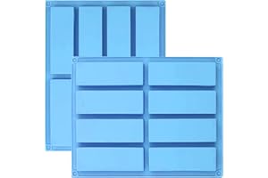 YXHZVON 2 PCS Stampi per Barrette Cereali Blu, Stampo Rettangolari Silicone 8 Cavità, Stampi Rettangolari Per Cioccolato, Brownie, Pane Di Mais, Cheesecake e Sapone