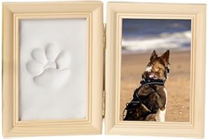 YANJIY Pfotenabdruck Set Hund 3D, Bilderrahmen Andenken Katze, DIY Holz Fotorahmen, Gedenk Fotorahmen, Pet Pawprints Bilderrahmen, Für Geschenke und Souvenirs (Holzfarbe)
