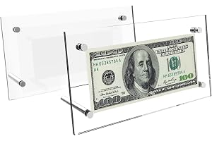 2 stycken akrylsedlar display ram skrivbord display stativ sedelhållare för samlare papperspengar dollar Bill ram Protector 20 x 11,5 cm