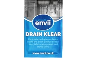 ENVII Drain Klear – Detergente enzimatico naturale per tubi, forte sblocco e eliminazione degli odori, sicuro per fosse settiche, 12 compresse