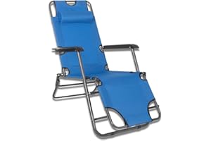 SPRINGOS Chaise Longue, Poggiatesta, Chaise Longue relax, Chaise Longue da giardino in metallo, Chaise Longue de Loisirs pieghevole, portata fino a 120 kg