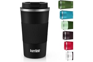 KETIEE Kubek Termiczny,510ml Kubek Podróżny ze Stali Nierdzewnej,Kubek do Kawy Wielokrotnego Użytku,Filiżanka kawy z Podwójnymi Ściankami,Podróżny Kubek Samochodowy Kubek Podróżny do Kawy,Czarny