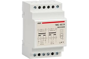 VEMER VN320800 TMC 40/24 - Trasformatore 24V per Servizio Continuo, Installazione su Barra DIN, Potenza 40V, Bianco