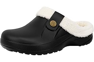 ChayChax Femme Hiver Sabots Fourrées Homme Pantoufles Chaud Peluche Chaussons Maison Imperméables Chaussures de Jardin Intérieur et Extérieur