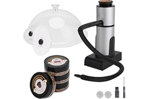 H HOLDPEAK Cocktail Smoker, Fumeur Portable Infuseur De Fumée Infuseur De Saveur, Pistolet à smoker à main avec 4 types de copeaux de bois, smoking gun pour Viande Saumon Boisson Fromage