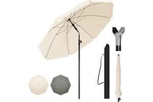 WOLTU Parasol przeciwsłoneczny, na plażę, odporny na działanie promieni UV, wodoszczelny, z regulacją wysokości, możliwość zginania w zakresie 45°, ochrona przed słońcem, na balkon, taras, plażę, do