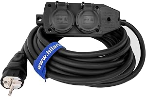 HILARK CABLE TECH Hilark Enrouleur Cable Electrique H05RR-F 3x2,5 15m rallonge électrique avec Bloc Prises Professionnelle
